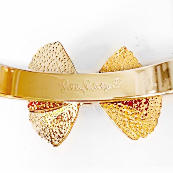 Lilly Pulitzer Pink Bow Enamel Rhinestone Accent Bangle - Picture 3 of 5
